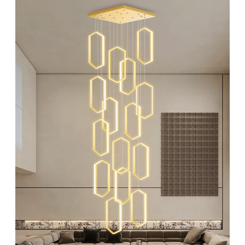 Lustre 10 lumières DEL moderne à intensité variable noir, Doré