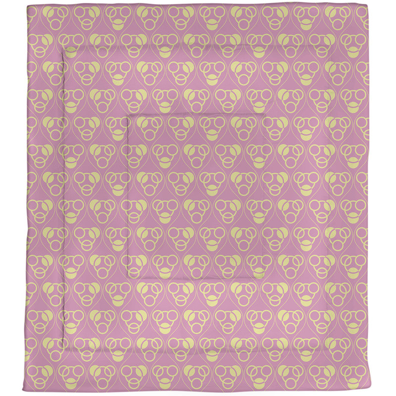 Édredon réversible simple en microfibre Circles Waves, Édredon très grand, Rose/jaune