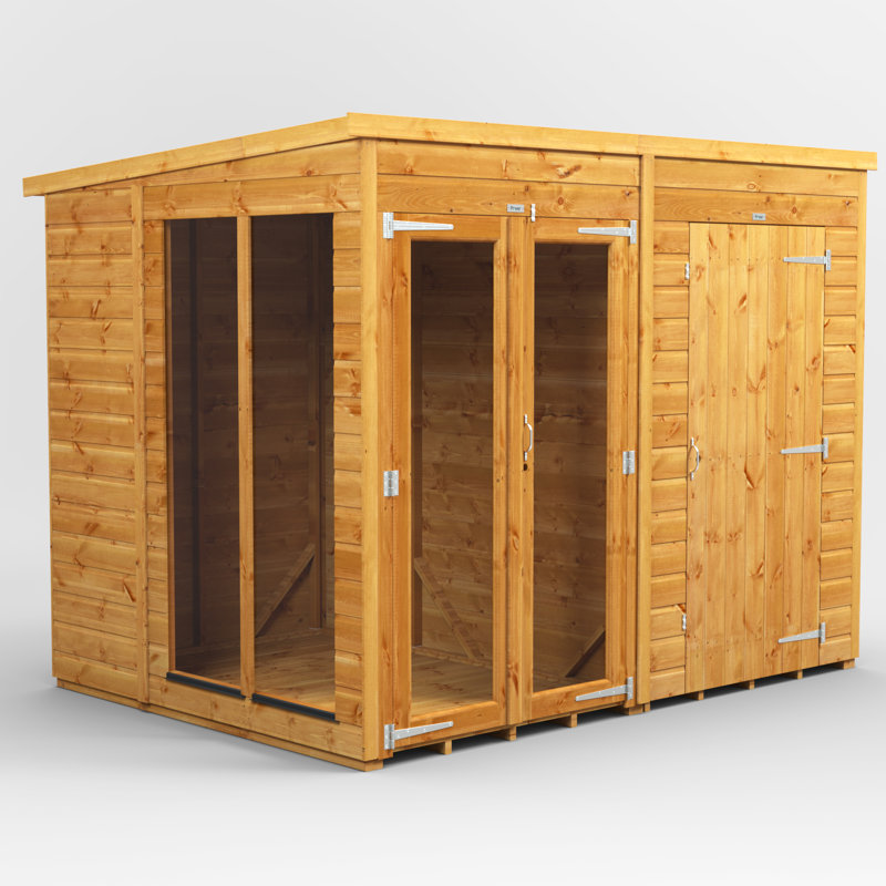 Powersheds 8 x 6ft Timber Tongue & Groove Pent Summerhouse Combi (includes 4ft Side Store)