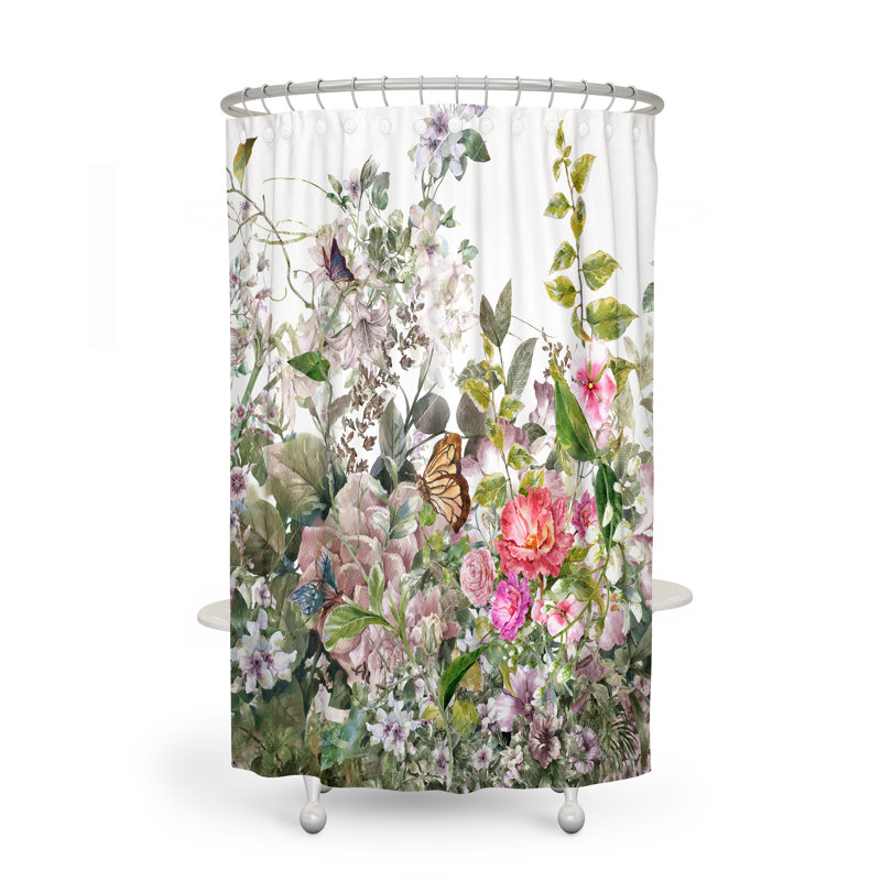 Rideau de douche simple à motif floral, H 70 po x l 93 po
