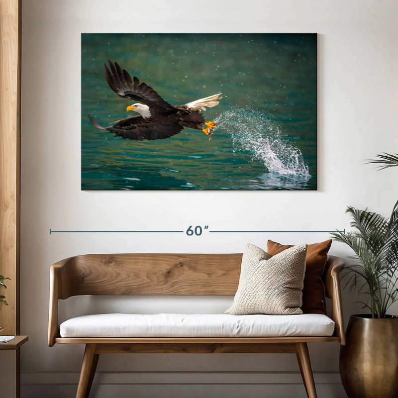 Brampt Eagle Catching Prey, 32" H x 48" W