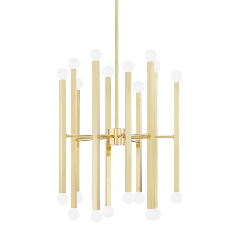 Lustre sphérique unique à 20 lumières Dona, Laiton vieilli