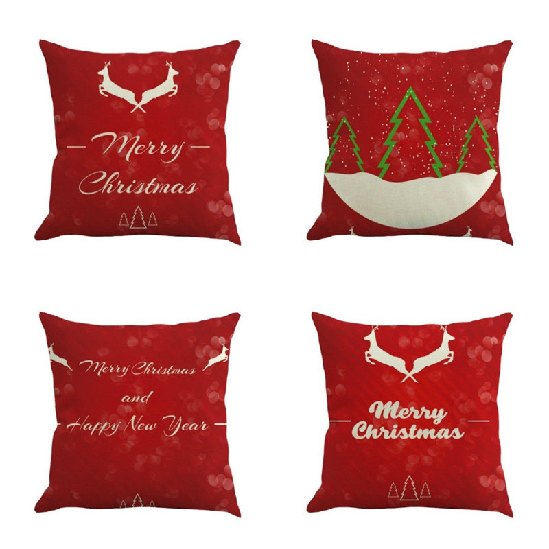 Housse de coussin en lin pour Noël