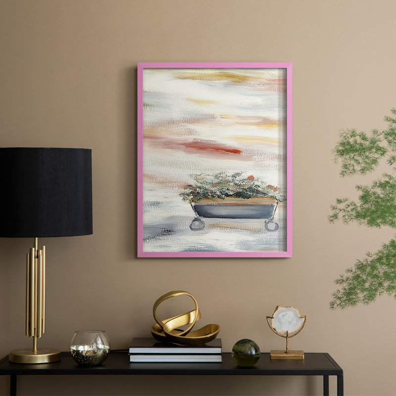 «Christmas Holiday Art CCXLIV», reproduction d'art encadrée - bois massif, 15" H x 12" W, Rose