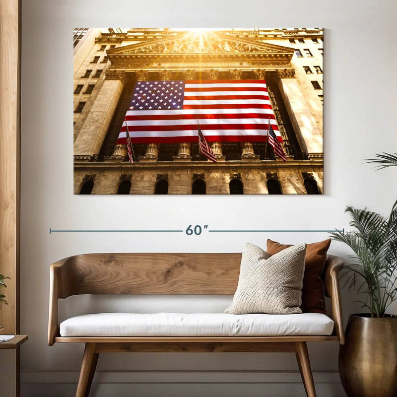 Drapeau américain Borges Wall Street, H 34 po x l 51 po