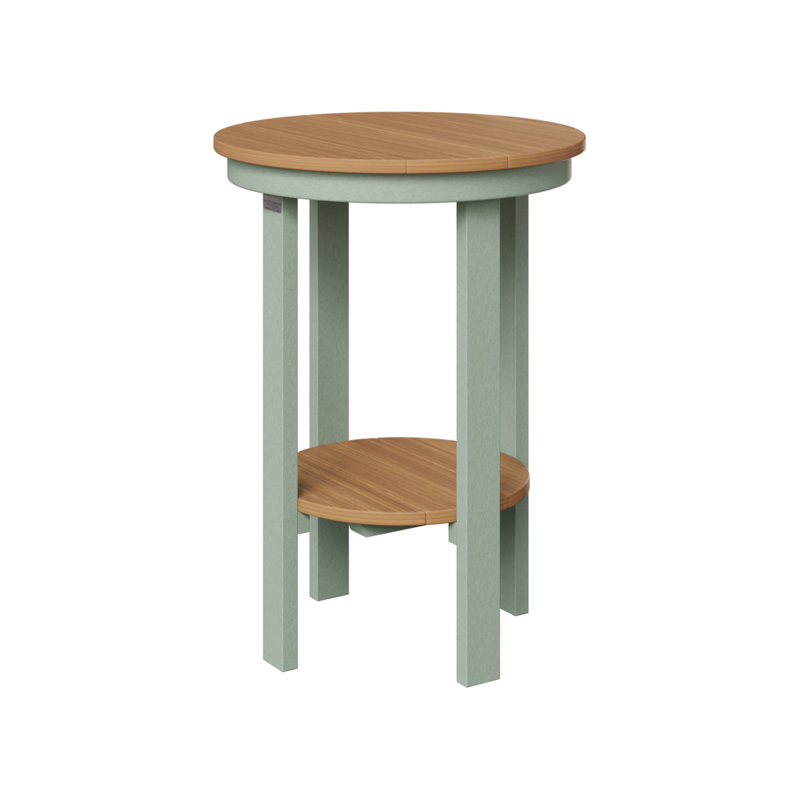 Table de bout ronde Berlin Gardens, H 29 po x l 21,5 po x P 21,5 po, Teck naturel, Écume de mer, écume de mer