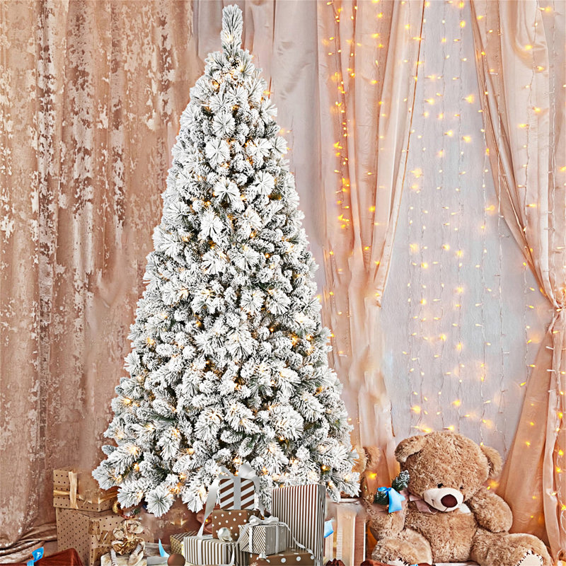 Arbre de Noël floqué avec support en métal, Oui, H 6 pi