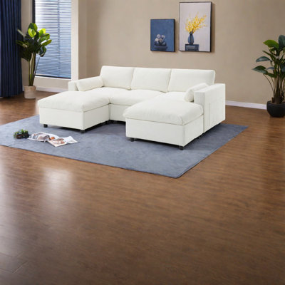 Space-saving Modern Sofas, Chenille Upholstered, With Storage For Living Room