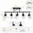 35" 5-Light Black Fixed Track Lighting Kit With Adjustable Heads And Glass Shades-134285588