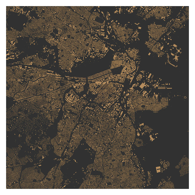 « boston », impression sur toile tendue, H 37 po x l 37 po x P 1,5 po, Pas de tapis, Toile tendue