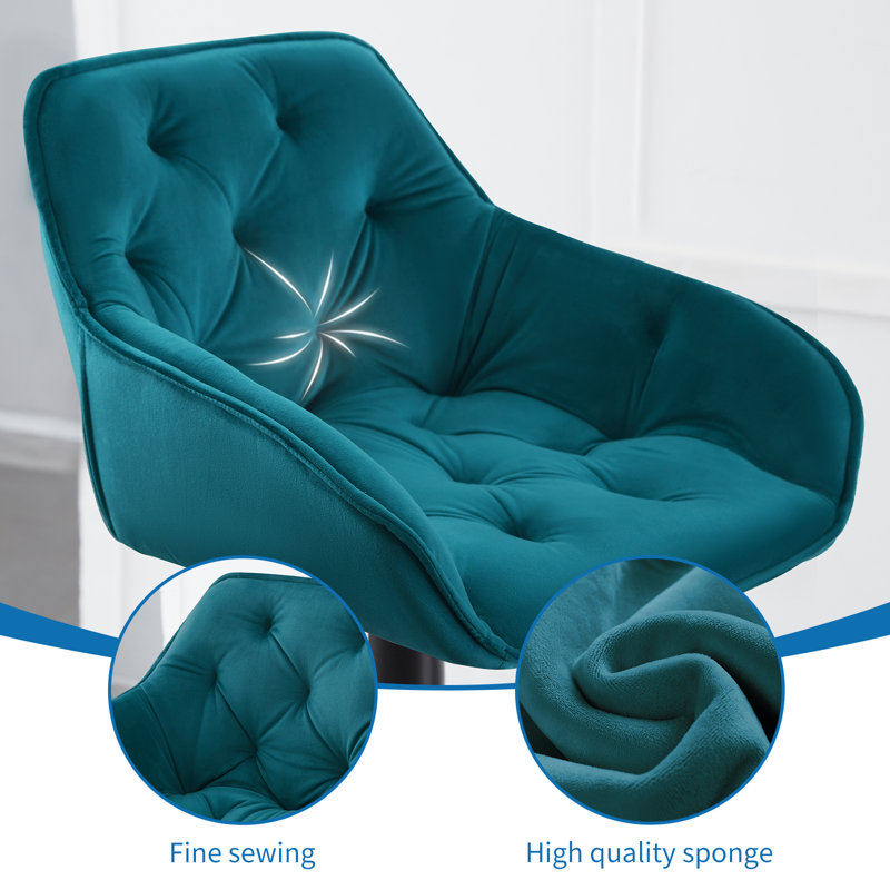 Swivel Velvet Upholstered Adjustable Height Counter Stool, Teal
