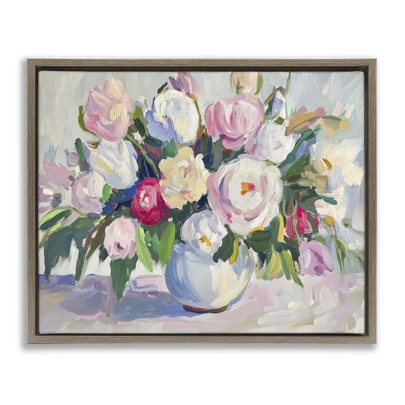 Cadre flottant abstrait pastel coloré, par Petal Prints Design, Cadre flottant orme Montalcino, H 17 po x l 21 po