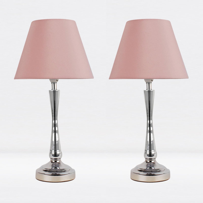 Laskowski Metal Table Lamp, Polished Chrome, Blush Pink