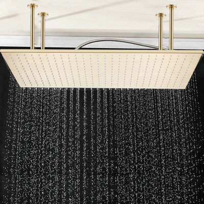 Grande douchette de pluie or brossé 16 po x 32 po