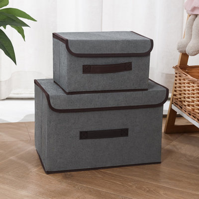 Foldable fabric storage 2-pack Large And Small Flip Storage Boxes Foldable Wardrobe Storage Boxes Fabric Storage Boxes With Handles For Organizing Clothes Bedding Toys Books Documents