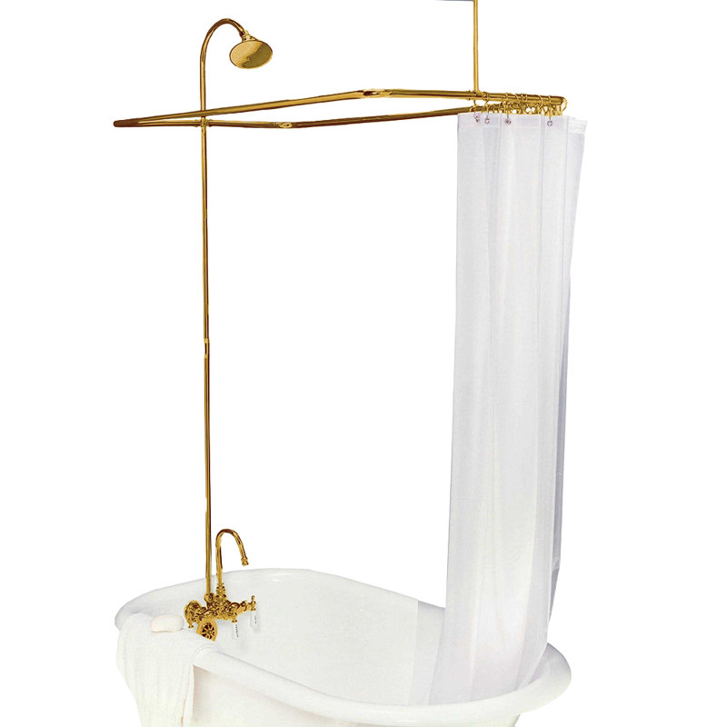 Clawfoot Tub Enclosure Shower System (P0403) by Strom Living, Unlacquered Polished Brass