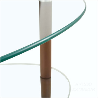 Table basse ovale en verre trempé à 3 couches avec pieds en chêne