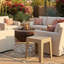 Table de bout carrée en plastique pour patio - 17,75 po - Plateau de table en faux planches beige - Ensemble de 4-556412247
