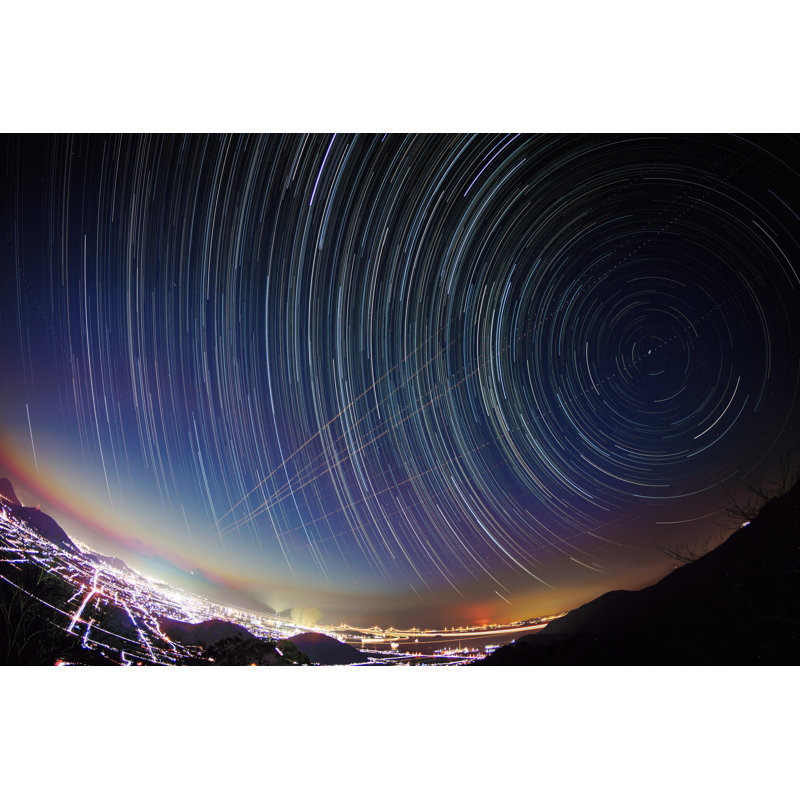 Star Tracking From Dusk To Night by North-tail - Wrapped Canvas Print, 12"H x 18"W