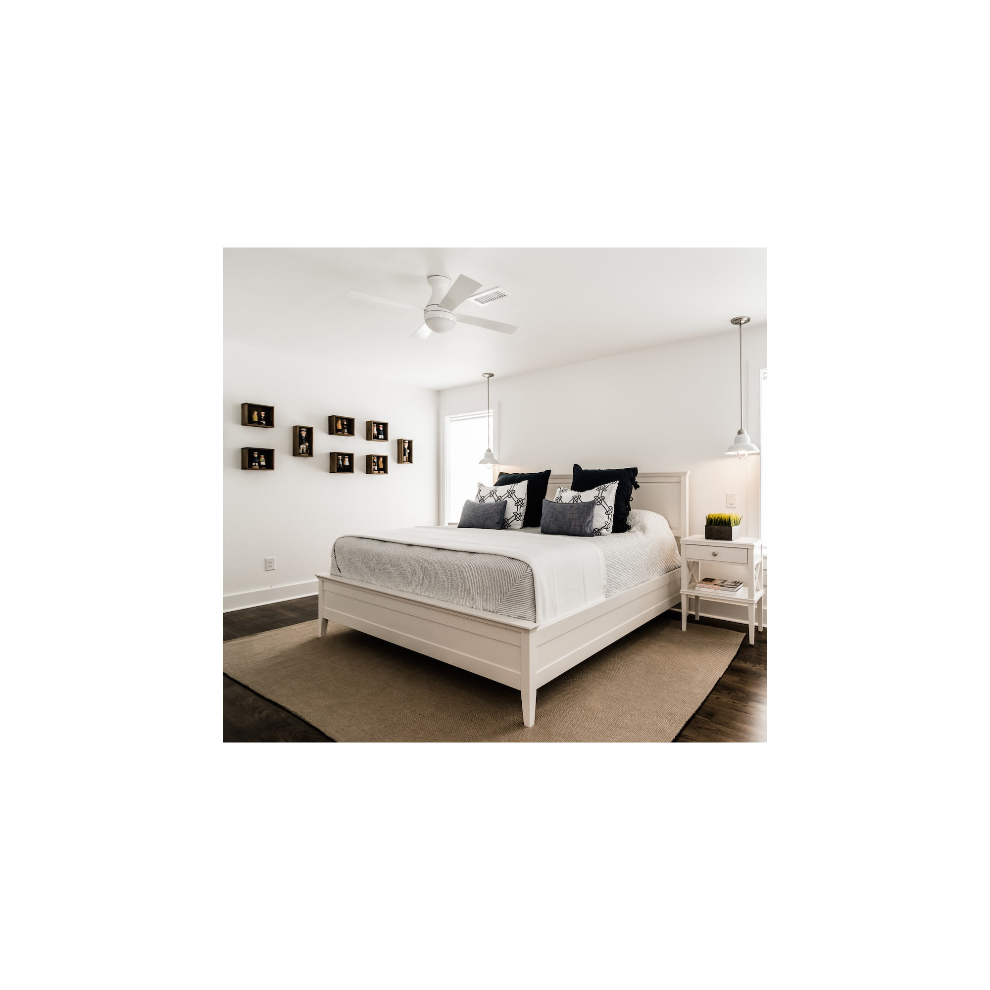 52'' 4 Blade Ceiling Fan with LED Light Kit, Wall Control with Remote Handset (2-wire), White, Gloss White