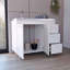 Armoire inférieure, trois tiroirs, porte double, quatre pieds