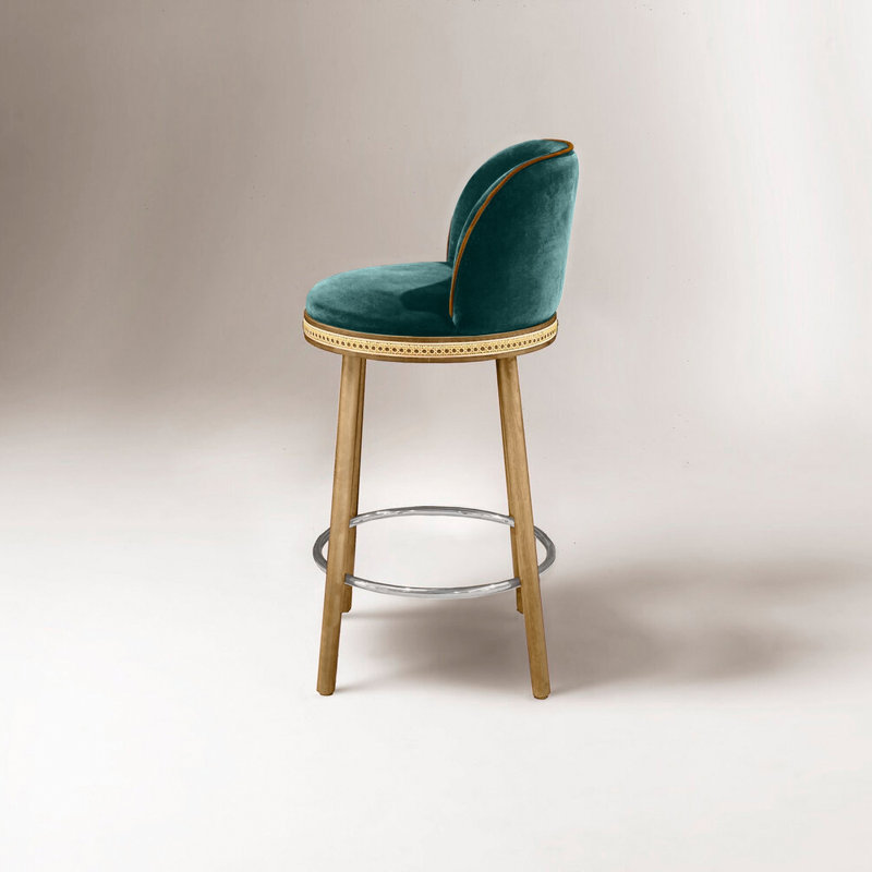 Tabouret de bar et de comptoir Alma, Nickel poli, Tabouret de comptoir (siège d'une hauteur de 27 p, Canard