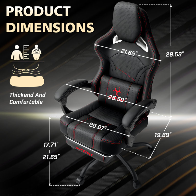 Big and Tall Gaming Chair with Massage and Pocket Spring Cushion,Gamer Chairs for Adults 400lb Weight Capacity, Video Game Chair with Headrest and Lumbar Support