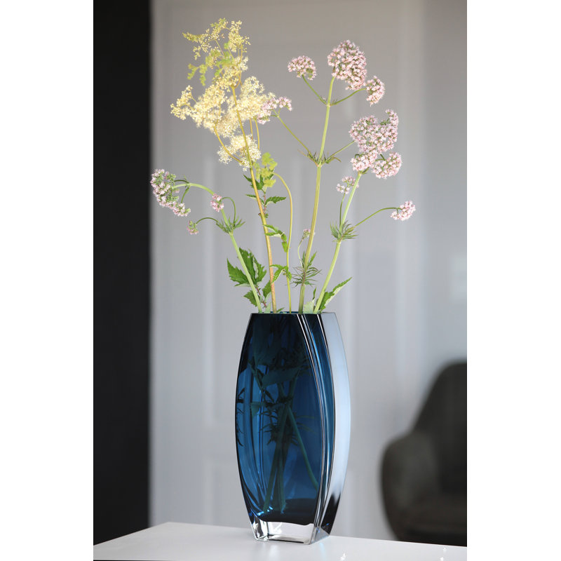 Glass - Vase - Teal Blue - 10.25" Height - Heavy Durable  - Made in Europe - by Barski, Blue, 10.25" H x 4.6" W x 2.25" D