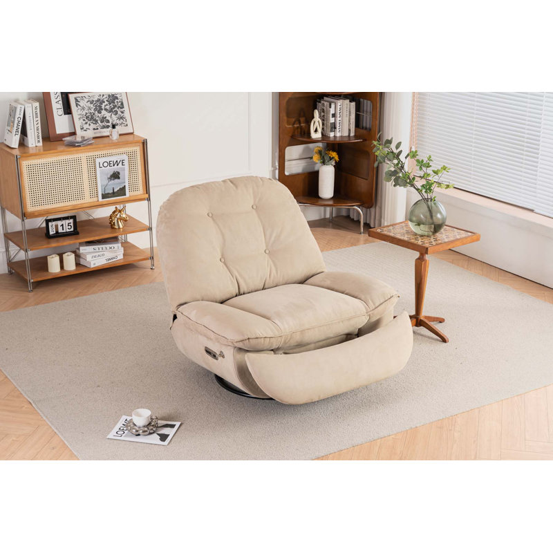 Fauteuil inclinable électrique Albrechtice, 100 % lin chameau