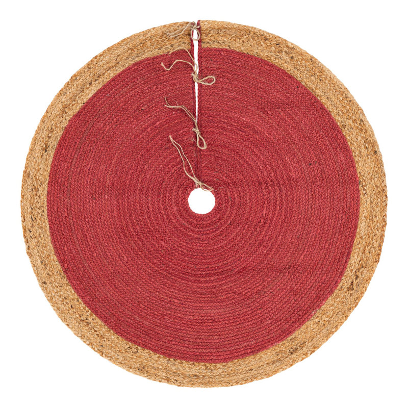Jupe d'arbre de Noël à tisser Unique, Rond 4 pi 1 po, Rouge