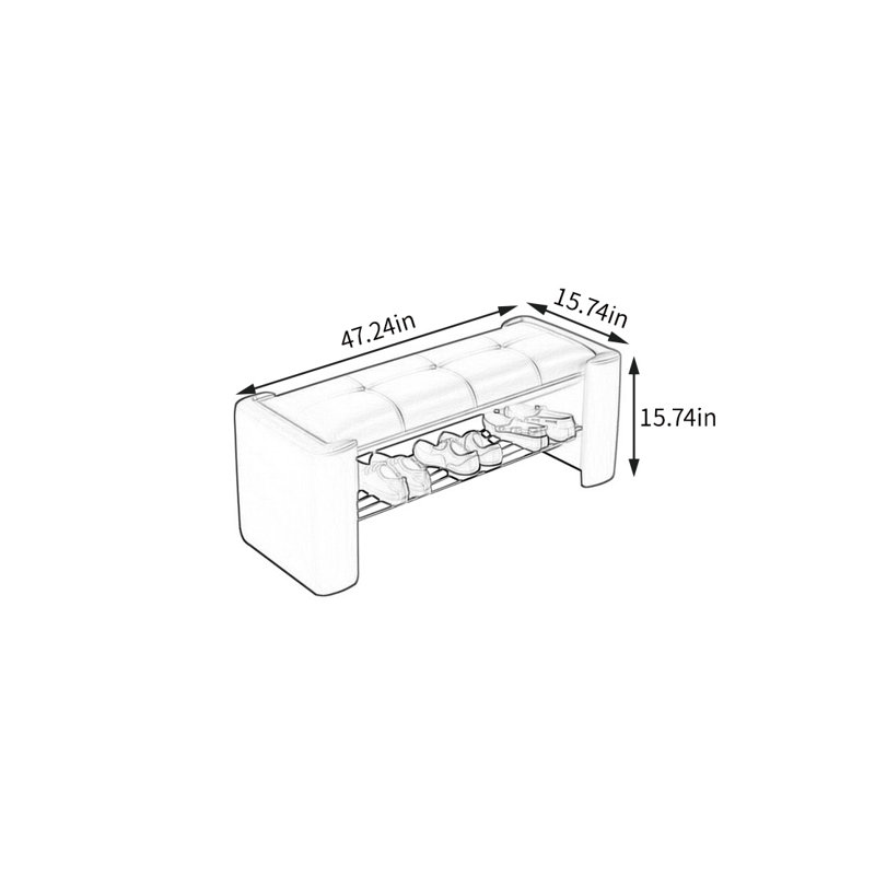 Tabouret multifonctionnel pour chaussures, Brun, 15.74" H x 47,24" W x 17.54" D	