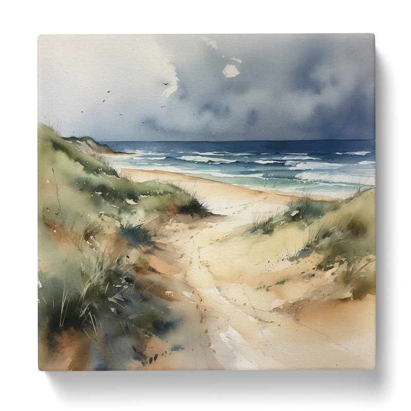 Beach Watercolour Art Prints, 50cm H x 50cm W x 3cm D