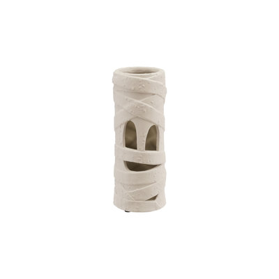 Terra-Cotta Lantern W Cut-Out Mummy Face White