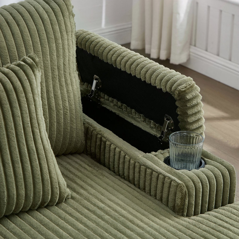 Canapé moderne avec méridienne 75,5 po Canapé-lit Canapé-lit avec dossier réglable, porte-gobelets, porte-téléphone et compartiments de rangement pour le salon