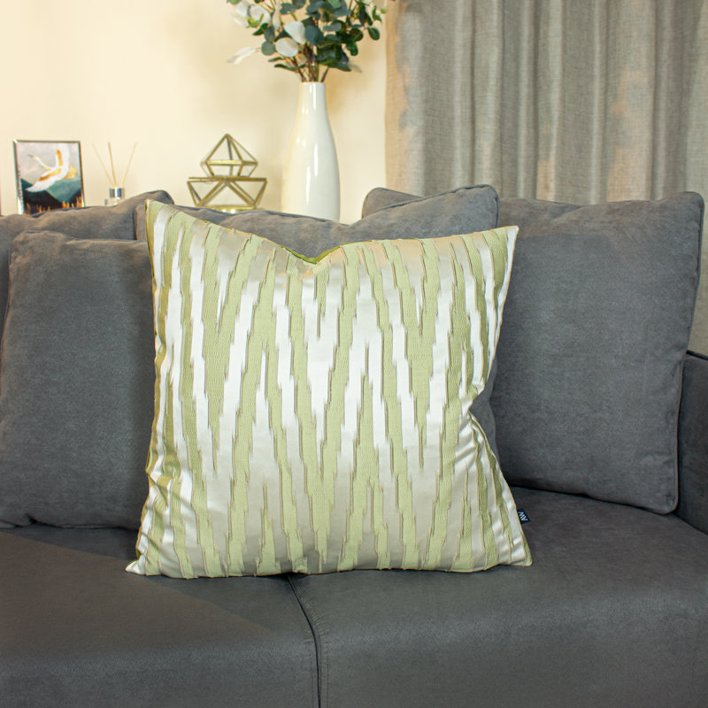 Cabrera Chevron Square Cushion Cover, Fern/Olive, Pillow Cover Only - No Insert