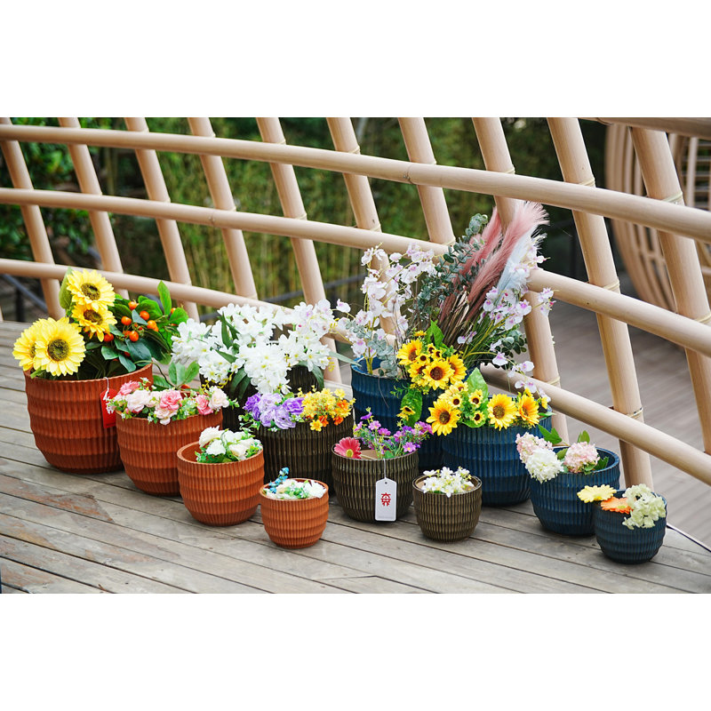 Ensemble de 4 pots de fleurs bruns