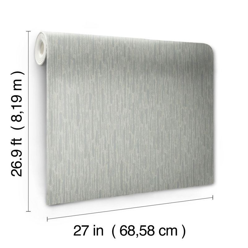 Abstract Metallic Wallpaper Roll, Pale Green/Silver