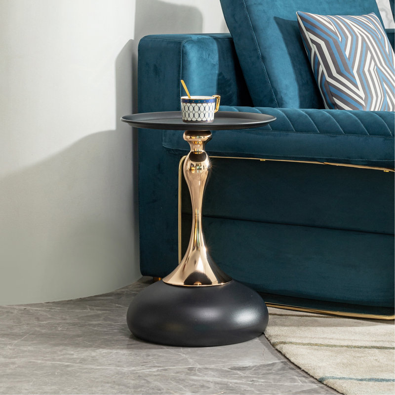 Petite table basse ronde, Noir, Or