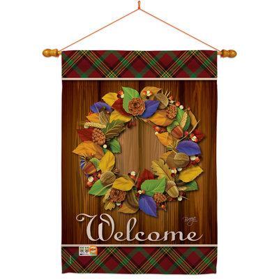Couronne d’automne : polyester décoratif à 2 faces 40 x 28 po Ensemble de drapeaux