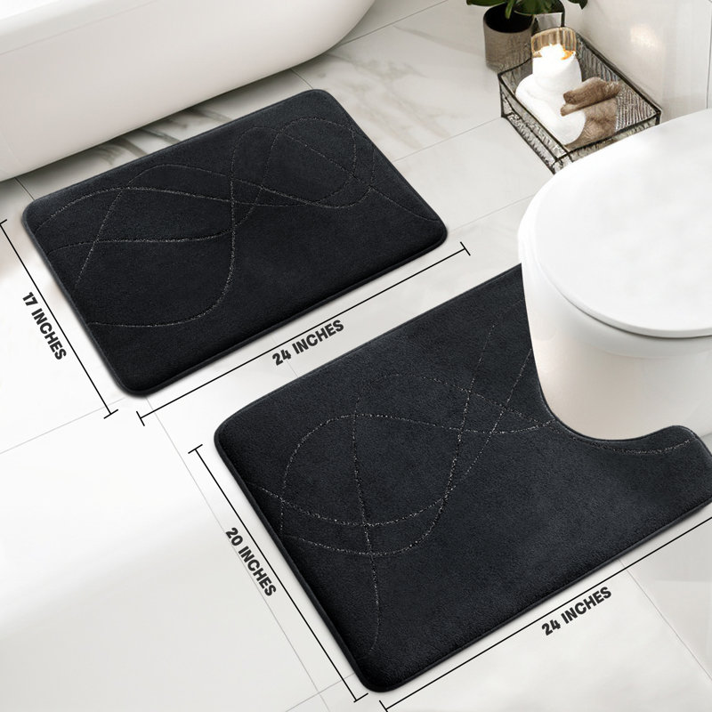 Tapis de bain avec mousse à mémoire de forme antidérapante (ensemble de 2), Noir