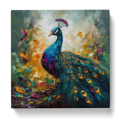 Peacock Palette Knife No.1 - Wrapped Canvas