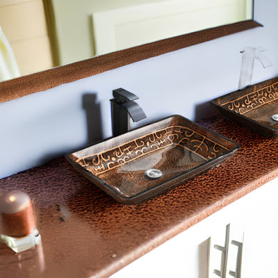 Lavabo de salle de bain rectangulaire en verre avec robinet MONSFEST