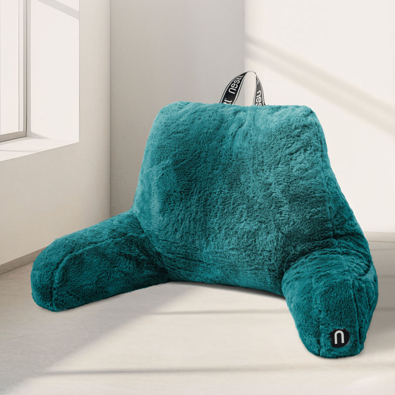 Faux Fur Reading Backrest Pillow, Teal
