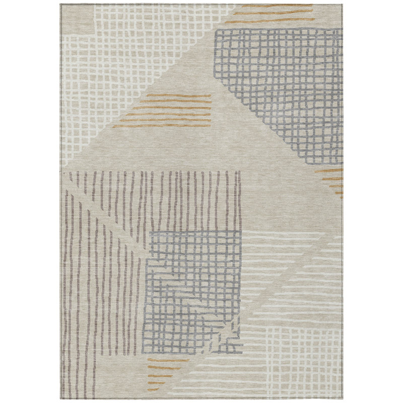 Machine Washable Indoor/Outdoor Hovey ACN2270 Stripes Rug, Rectangle 5' x 7'6"