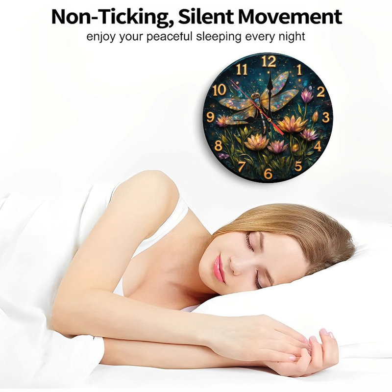 horloge libellule fleurs lumineuses texturées