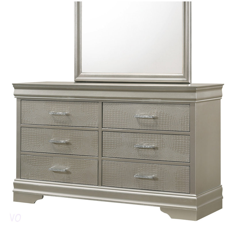 Commode - Commode moderne, Argenté / blanc