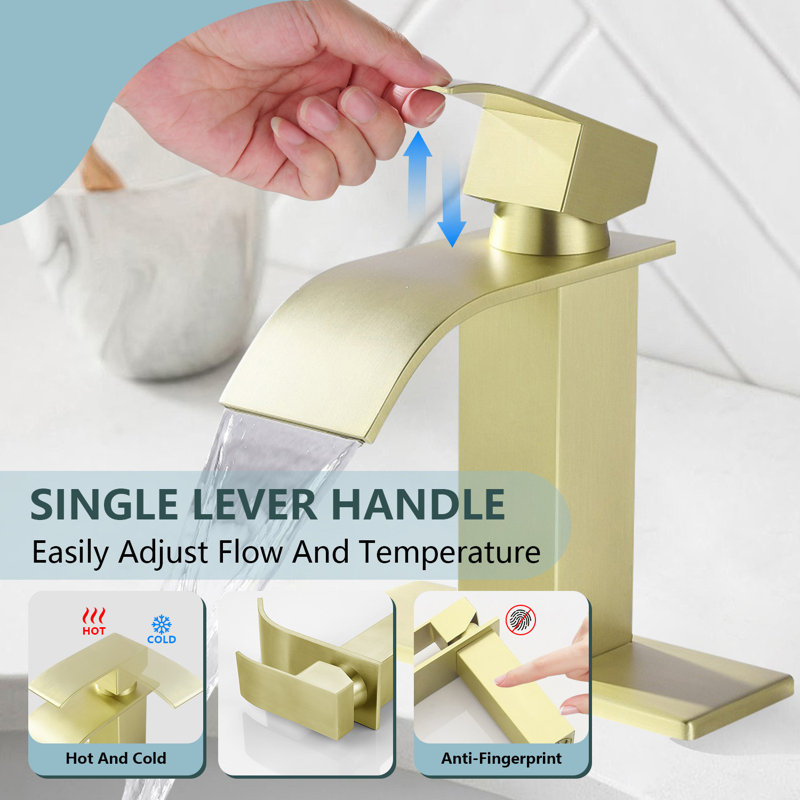 Single Hole Bathroom Faucet, Brushed Gold