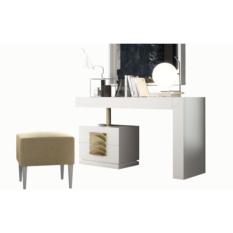Ensemble de coiffeuse avec tabouret, Mat