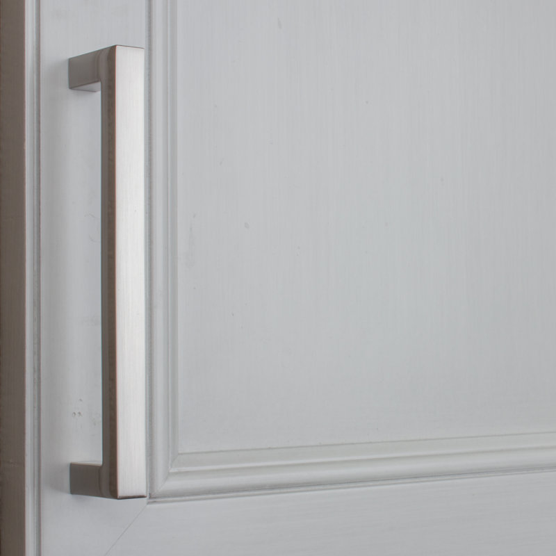 Kingston Collection Solid Square Bar Pull, Satin Nickel, 7 9/16"