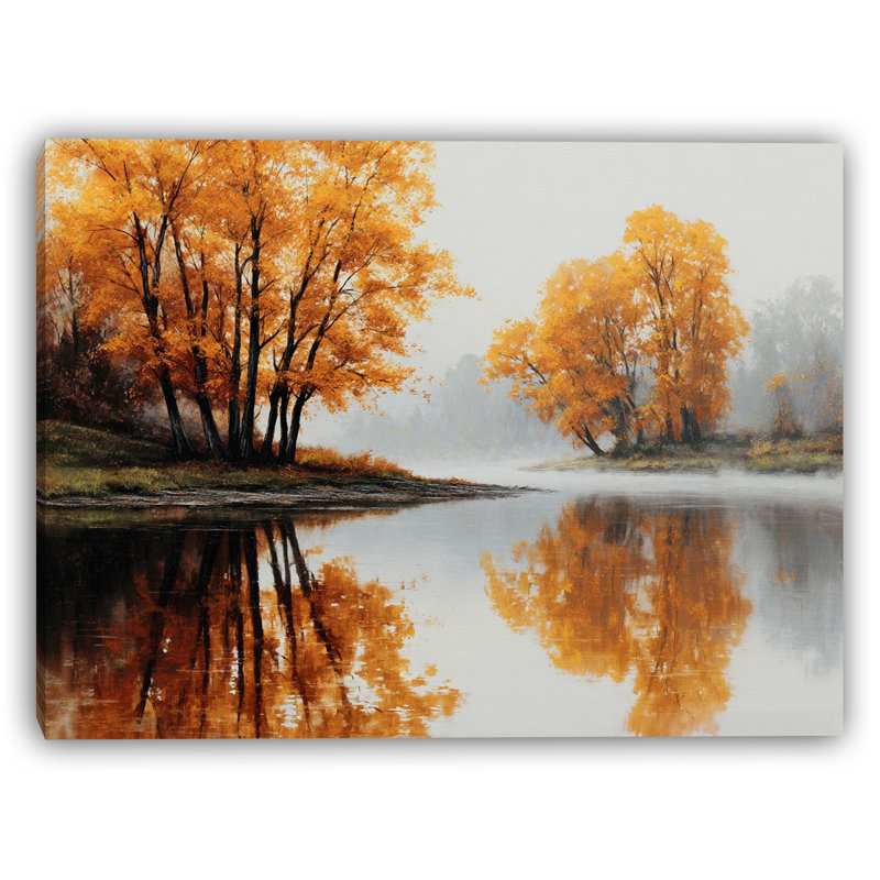 Misty Grove Reflection Wrapped Canvas Wall Art